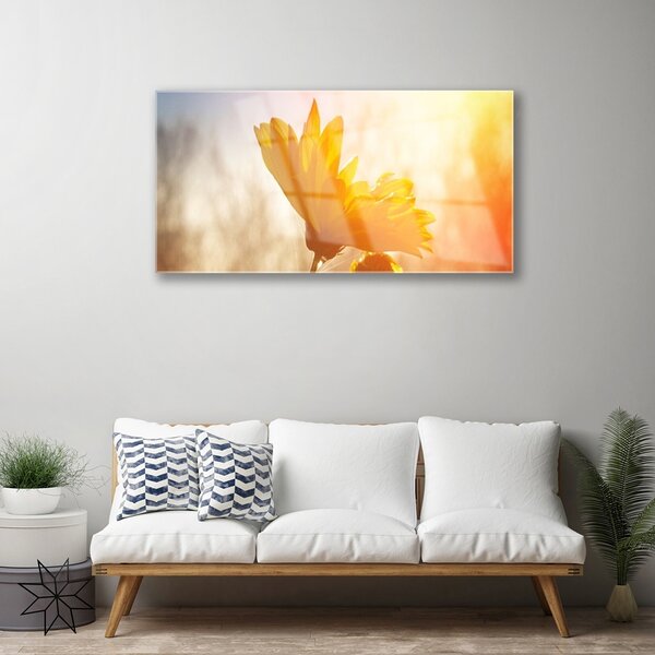 Quadro in vetro Girasole 100x50 cm 2 appendini