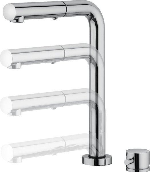CROLLA Miscelatore Cucina Sottofinestra con Doccetta estraibile Rubinetto Monocomando Lavello colore Cromo - 1210 Yes