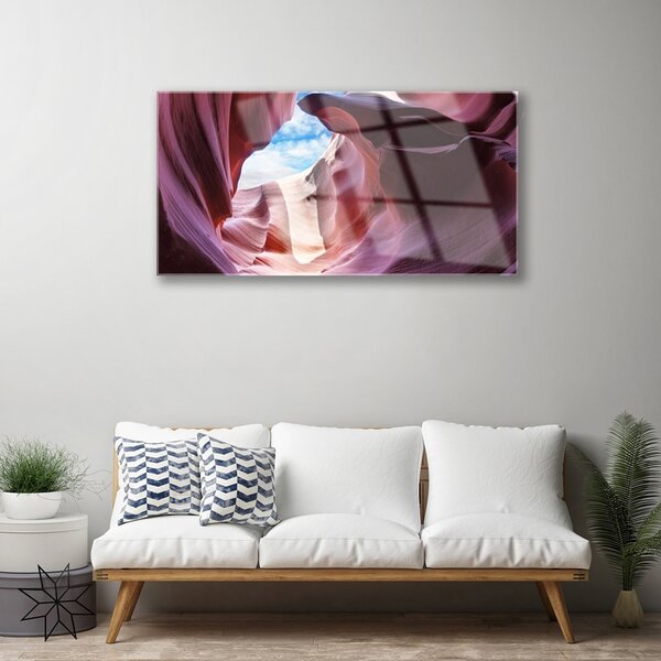 Quadro in vetro Arte dell'abbeveratoio del fiume Rock 100x50 cm 2 appendini