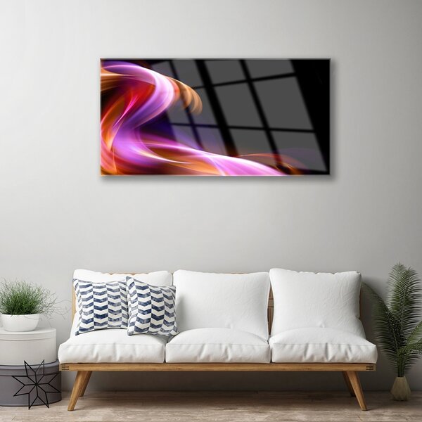 Quadro in vetro Arte astratta delle onde 100x50 cm 2 appendini