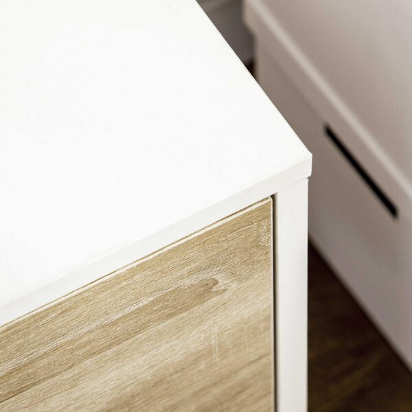 DecHome Mobile TV Moderno 2 Ante 1 Cassetto 1 Vano Giorno TV max 46" Dimensioni 110x40x50 cm colore Bianco/Legno