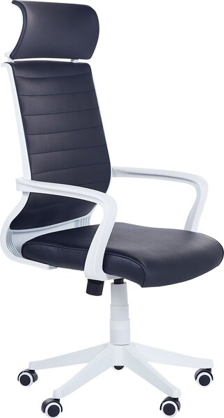BELIANI Sedia da ufficio nera in ecopelle girevole regolabile in altezza con ruote ufficio moderno ergonomico
