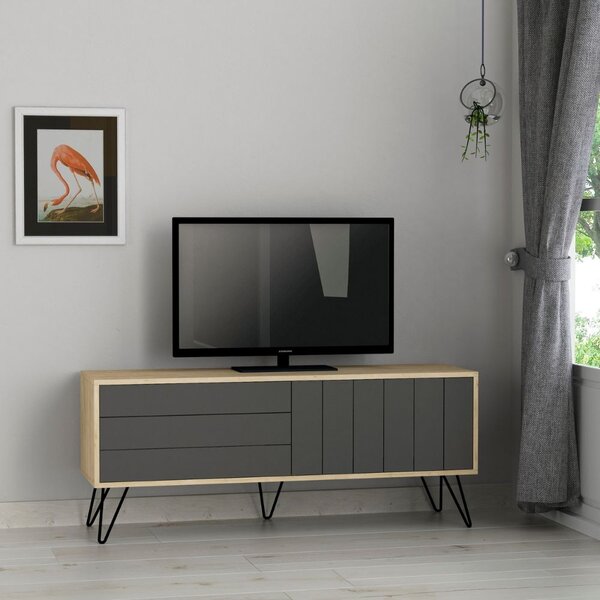 DecHome Mobile TV Moderno 2 Ante TV fino a 55 Pollici Dimensioni 57x139x36 cm colore Rovere - Picadilly