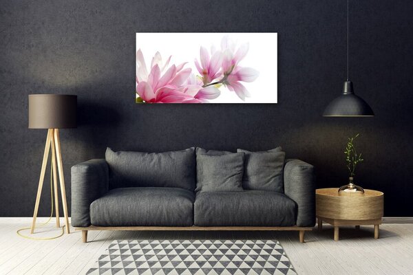 Quadro in vetro Fiore di magnolia 100x50 cm 2 appendini