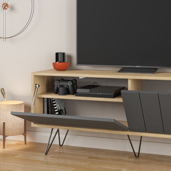 DecHome Mobile TV Moderno 2 Ante TV fino a 55 Pollici Dimensioni 57x139x36 cm colore Rovere - Picadilly