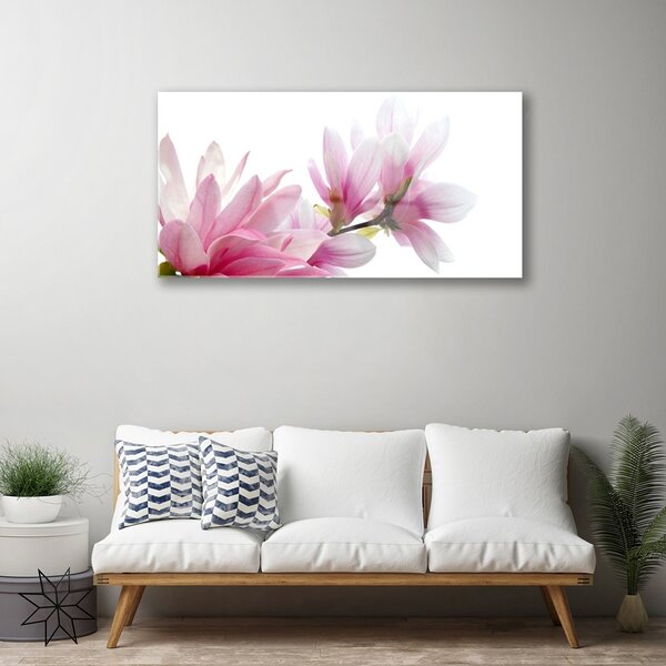 Quadro in vetro Fiore di magnolia 100x50 cm 2 appendini