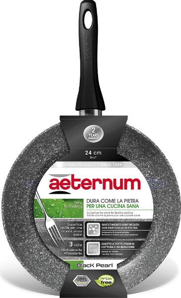 Aeternum Padella Antiaderente Induzione in Alluminio Rivestimento Petravera Plus 30 cm Black Pearl Induction