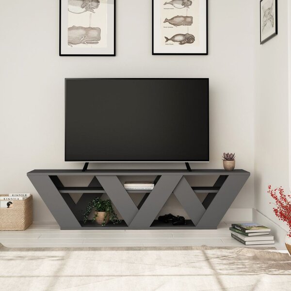 DecHome Mobile TV Moderno 2 Ripiani TV max 65" Dimensioni 158x30x40 cm colore Antracite - Ralla
