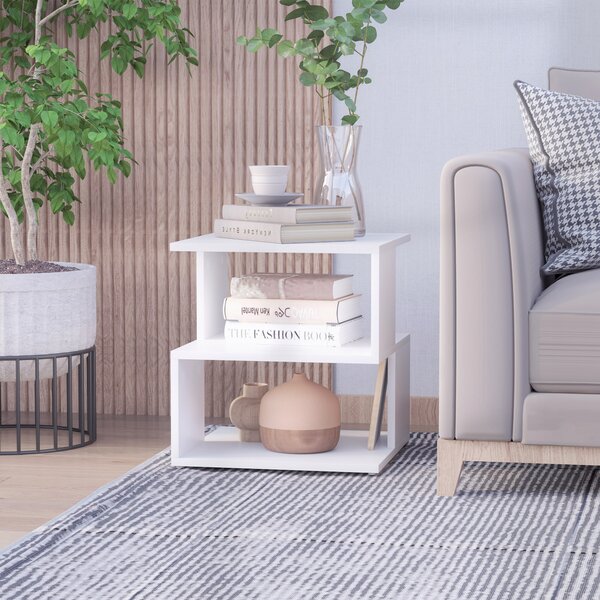 HOMCOM Tavolino da Caffè 2 Ripiani Aperti Design Moderno Salotto Soggiorno Legno 40x40x43cm Bianco|Aosom