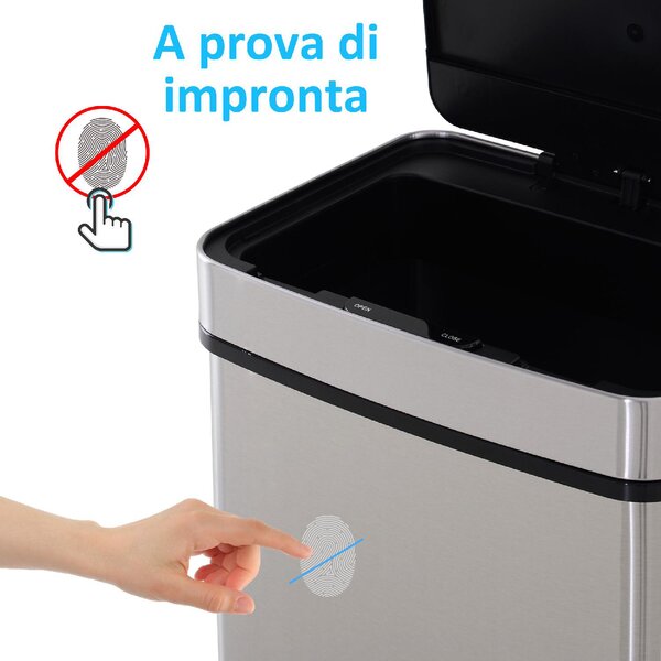 DecHome Pattumiera Automatica 72L con Sensore Infrarossi 3 Scomparti e Coperchio Rimovibile Acciaio e ABS 42x30x81cm - 18e851