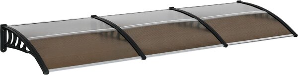 VivaGarden Pensilina da Esterno in Policarbonato Alluminio e PP Tettoia per Esterno 300x100x26 cm colore Marrone