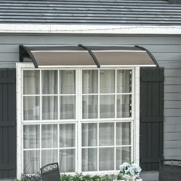 VivaGarden Pensilina da Esterno in Policarbonato e Alluminio Tettoia per Esterno 200x100x26 cm colore Marrone