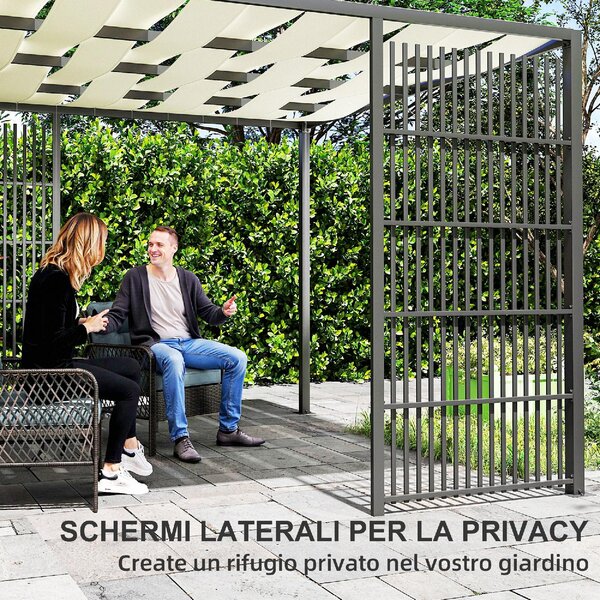 VivaGarden Pergola da Esterno in Metallo/Poliestere Dimensioni 3x3 mt colore Nero