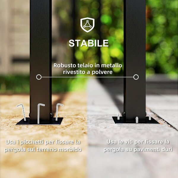 VivaGarden Pergola da Esterno in Metallo/Poliestere Dimensioni 3x3 mt colore Nero