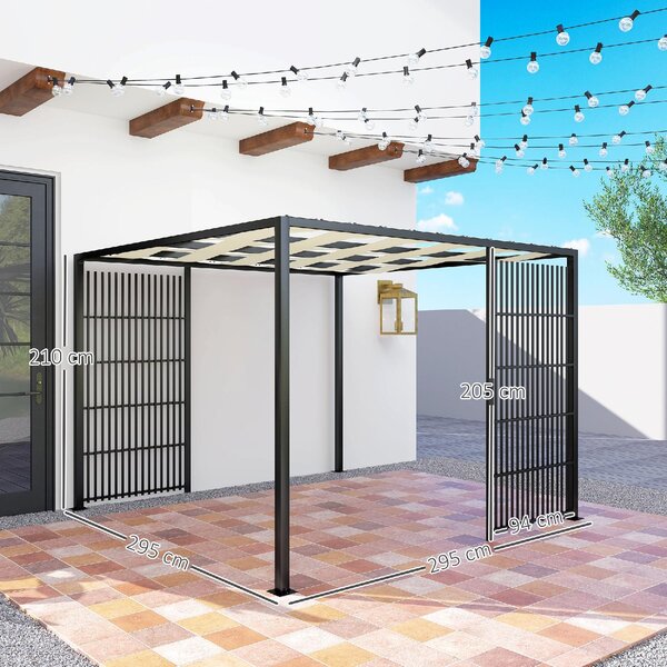 VivaGarden Pergola da Esterno in Metallo/Poliestere Dimensioni 3x3 mt colore Nero