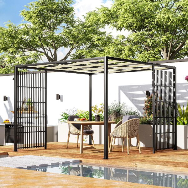 VivaGarden Pergola da Esterno in Metallo/Poliestere Dimensioni 3x3 mt colore Nero
