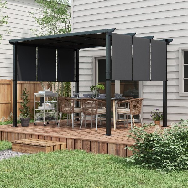 VivaGarden Pergola da Esterno in Acciaio/Poliestere Dimensioni 3x3.5 mt colore Grigio