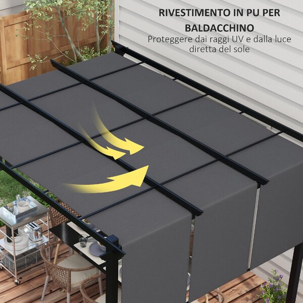 VivaGarden Pergola da Esterno in Acciaio/Poliestere Dimensioni 3x3.5 mt colore Grigio
