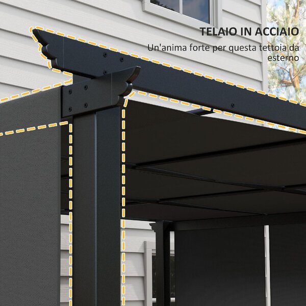 VivaGarden Pergola da Esterno in Acciaio/Poliestere Dimensioni 3x3.5 mt colore Grigio