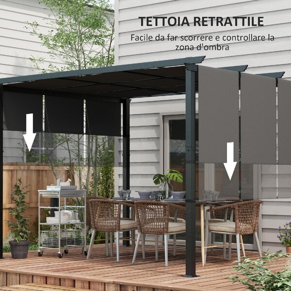 VivaGarden Pergola da Esterno in Acciaio/Poliestere Dimensioni 3x3.5 mt colore Grigio