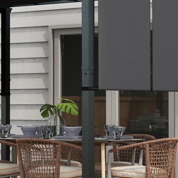 VivaGarden Pergola da Esterno in Acciaio/Poliestere Dimensioni 3x3.5 mt colore Grigio