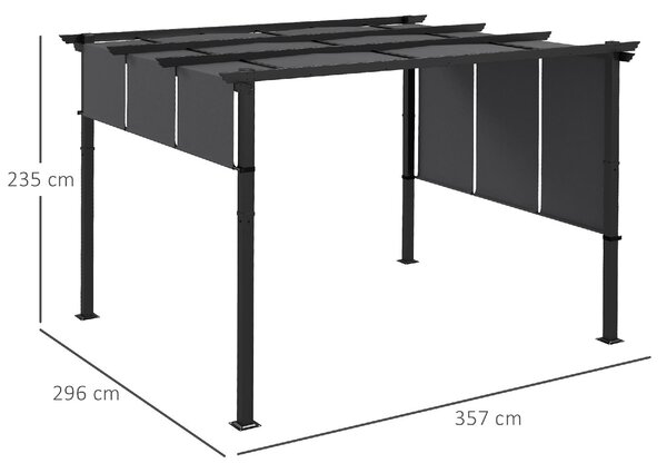 VivaGarden Pergola da Esterno in Acciaio/Poliestere Dimensioni 3x3.5 mt colore Grigio