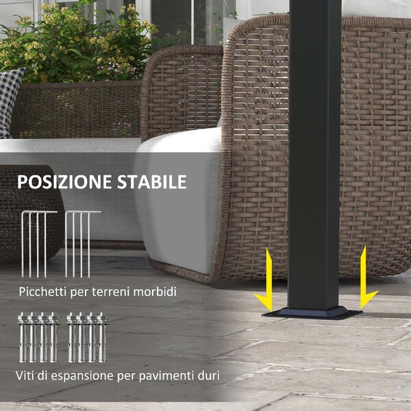 VivaGarden Pergola da Esterno in Acciaio/Poliestere Dimensioni 3x3.5 mt colore Grigio