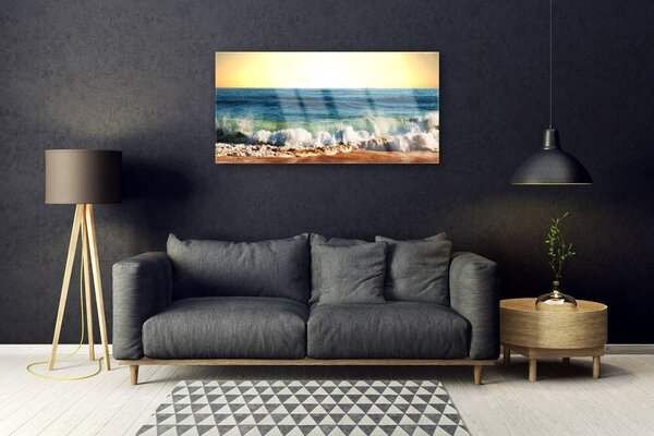 Quadro su vetro Paesaggio di Ocean Beach 100x50 cm 2 appendini