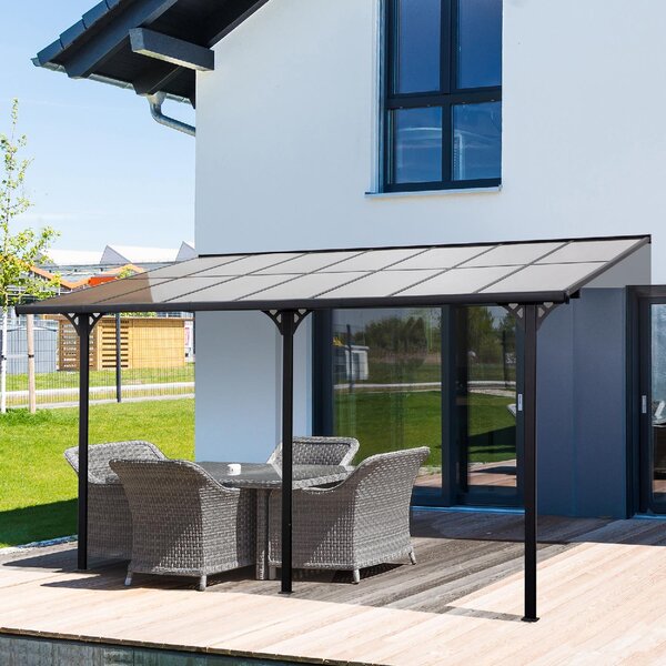 VivaGarden Pergola da Esterno Addossata in Alluminio/Policarbonato Dimensioni 4,35x3 mt colore Grigio