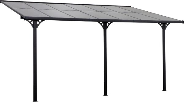 VivaGarden Pergola da Esterno Addossata in Alluminio/Policarbonato Dimensioni 4,35x3 mt colore Grigio