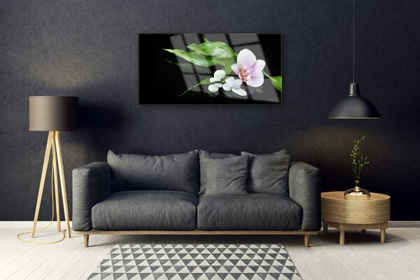Quadro di vetro Pietre Fiore Foglie 100x50 cm 2 appendini