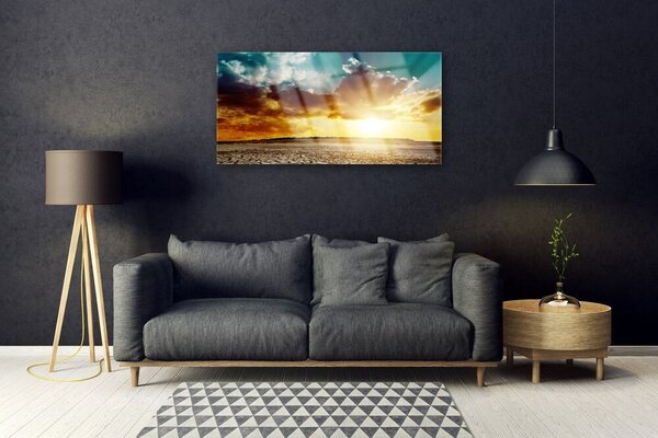 Quadro in vetro Paesaggio del deserto del sole 100x50 cm 2 appendini