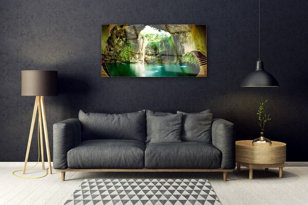 Quadro in vetro Cascata Paesaggio Acqua 100x50 cm 2 appendini