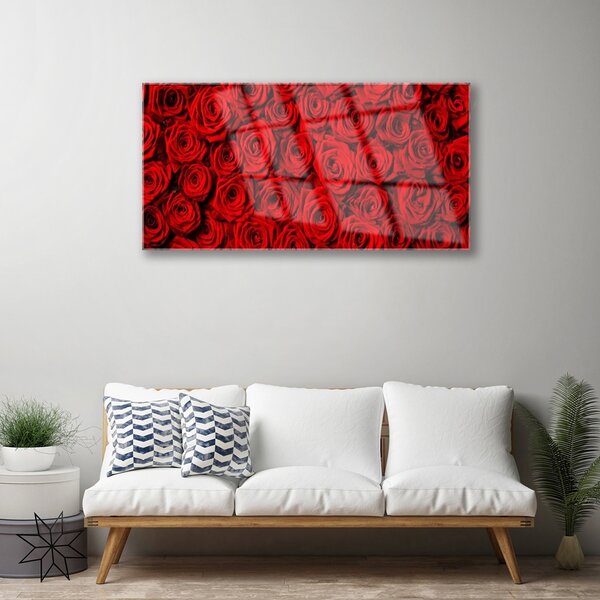 Quadro in vetro Rose per il muro 100x50 cm 2 appendini