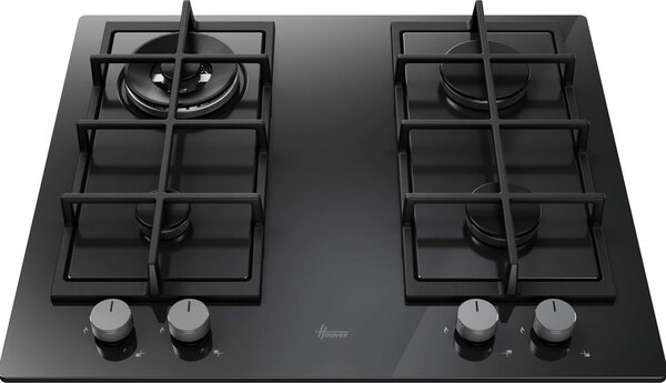 Hoover Piano Cottura a Gas 4 Fuochi 60 cm in Vetro Temperato colore Nero H-HOB 300 - HVG6BR4C3B
