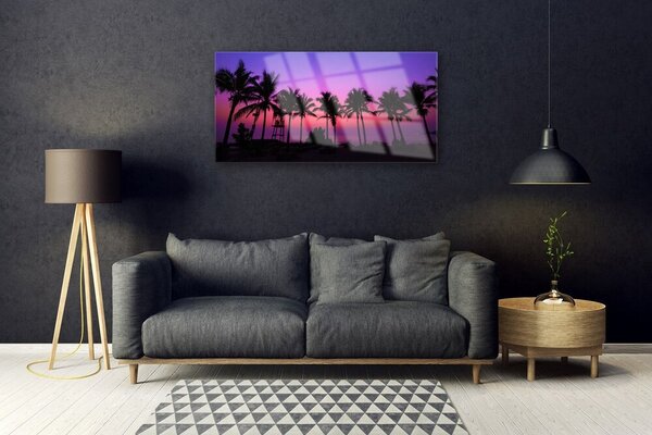 Quadro in vetro Palme Paesaggio 100x50 cm 2 appendini