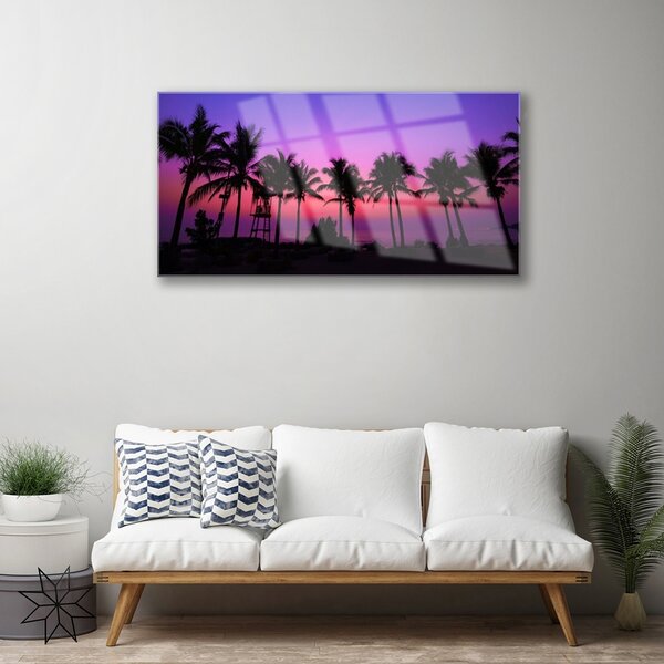 Quadro in vetro Palme Paesaggio 100x50 cm 2 appendini