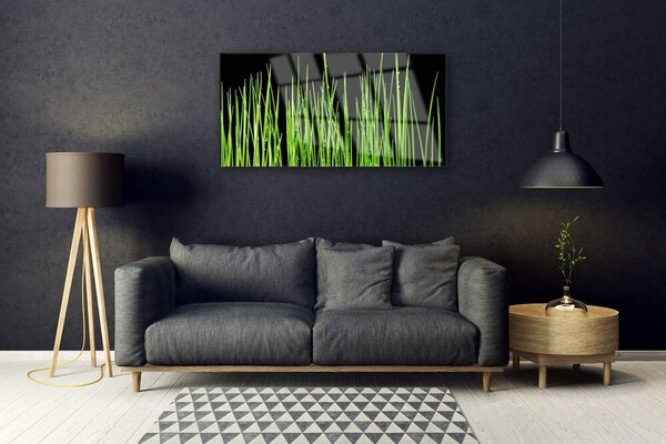 Quadro in vetro Pianta d'erba 100x50 cm 2 appendini