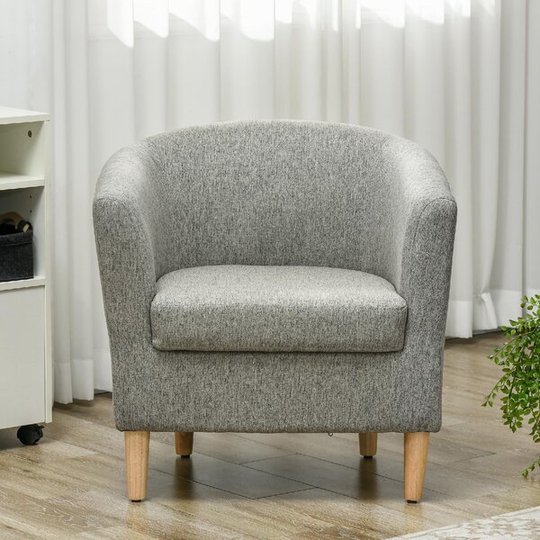DecHome Poltrona Moderna in Tessuto Lino Dimensioni 74x63x73 cm colore Grigio