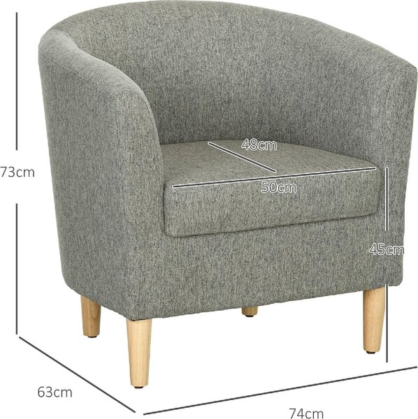 DecHome Poltrona Moderna in Tessuto Lino Dimensioni 74x63x73 cm colore Grigio