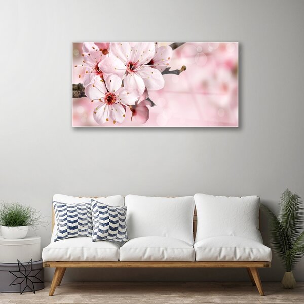 Quadro in vetro Fiori da parete 100x50 cm 2 appendini
