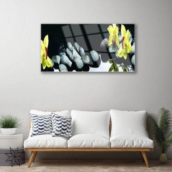Quadro di vetro Fiore di orchidea 100x50 cm 2 appendini