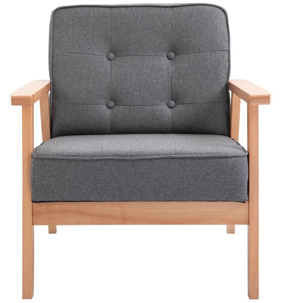 DecHome Poltrona Stile Scandinavo in Tessuto effetto Lino Dimensioni 64,5x70x70 colore Grigio Chiaro