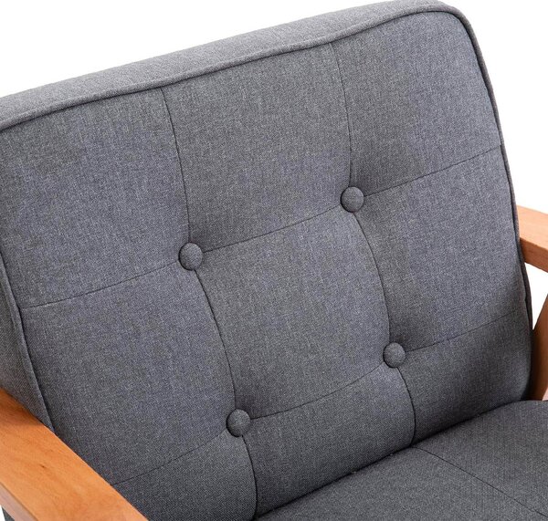DecHome Poltrona Stile Scandinavo in Tessuto effetto Lino Dimensioni 64,5x70x70 colore Grigio Chiaro