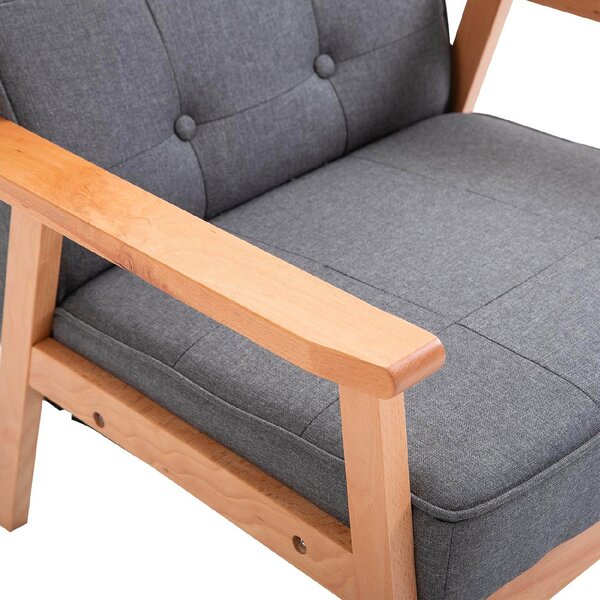 DecHome Poltrona Stile Scandinavo in Tessuto effetto Lino Dimensioni 64,5x70x70 colore Grigio Chiaro
