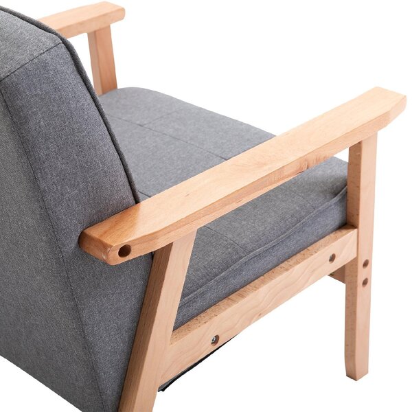 DecHome Poltrona Stile Scandinavo in Tessuto effetto Lino Dimensioni 64,5x70x70 colore Grigio Chiaro