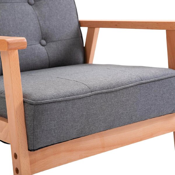 DecHome Poltrona Stile Scandinavo in Tessuto effetto Lino Dimensioni 64,5x70x70 colore Grigio Chiaro