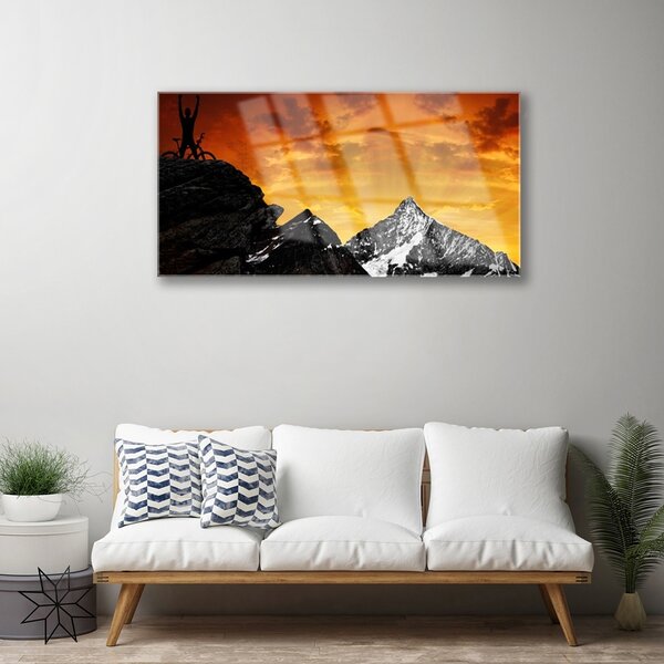 Quadro vetro Paesaggio montano 100x50 cm 2 appendini
