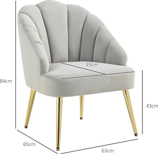 DecHome Poltrona Vintage in Tessuto Velluto Dimensioni 63x65x84 cm colore Grigio