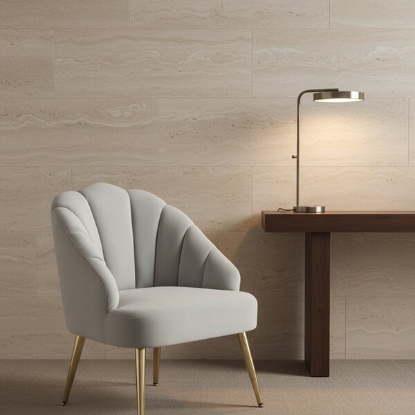 DecHome Poltrona Vintage in Tessuto Velluto Dimensioni 63x65x84 cm colore Grigio